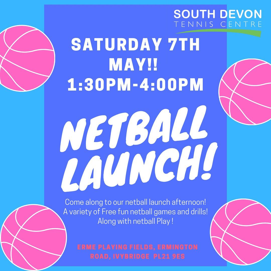 🏀🎉 INTRODUCING NETBALL 🎉🏀

SOUTH DEVON TENNIS CENTRE IS your new Exciting new netball venue! 

🤩Come along to our free launch afternoon! 
🗓Saturday the 7th May
⏱1:30-4:00pm 
 🥳A variety of fun Games and drills
🏀Netball play 

🍴☕️🧁Our cafe will be open for delicious food, beverages and sweet treats for you to enjoy 😋 

To book: 
☎️ 01725 893700 
📧 chloe.youens@sdtennis.co.uk